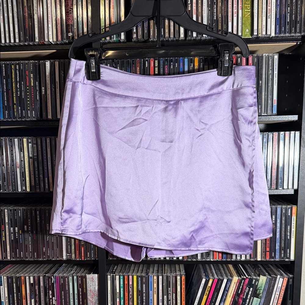 Sincerely Jules Lavender Satin Skort Size L High Waisted Skirt Preppy Summer